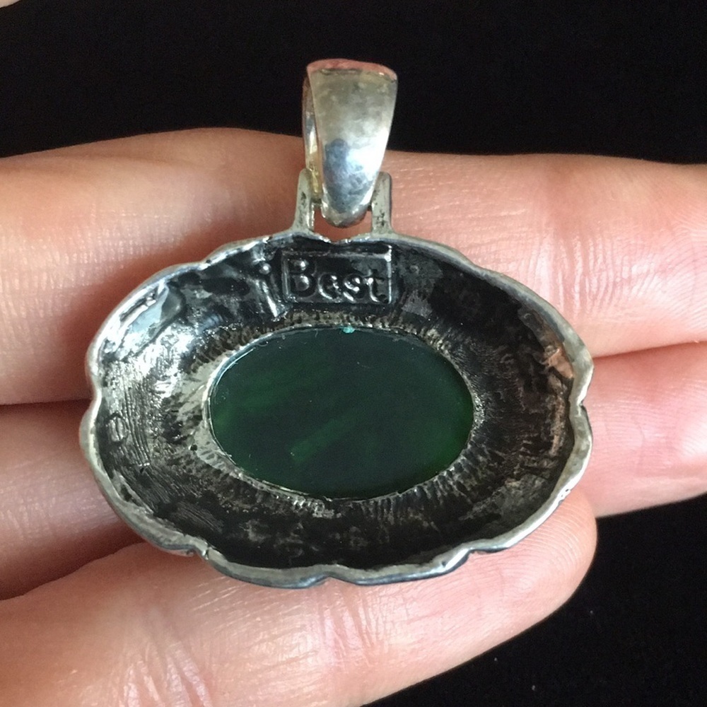 VINTAGE BEST Green Stone Necklace Pendant - Picture 4 of 7